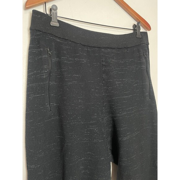 Adidas Women's Large Black Waffle Knit Cropped Lounge Sweat Pants Pockets - Picture 3 of 6